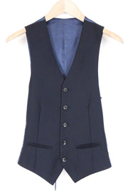 SUITSUPPLY Ferrara Men Waistcoat UK30R Single-Breasted Classic Navy Blue Wool