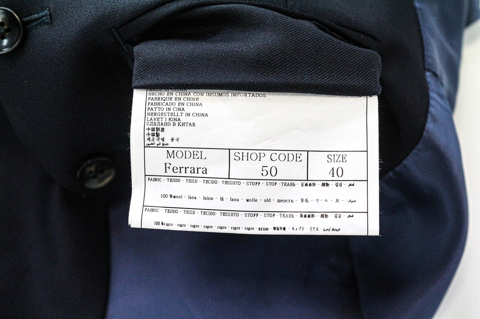 SUITSUPPLY Ferrara Men Waistcoat UK30R Single-Breasted Classic Navy Blue Wool