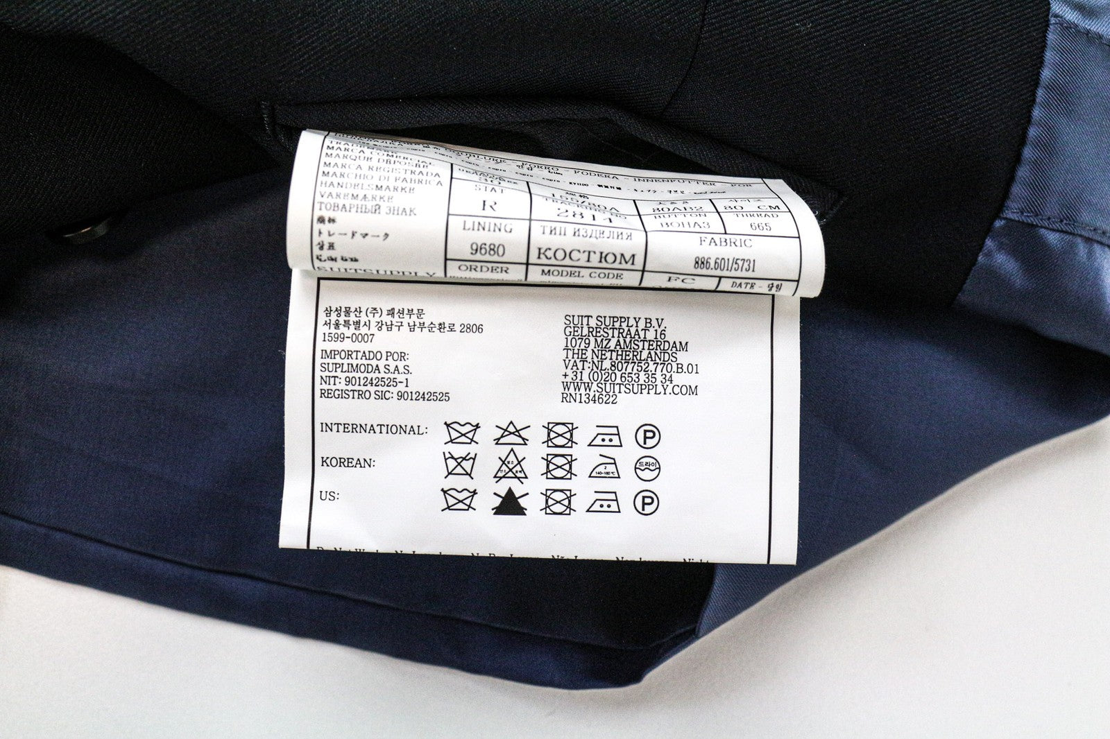 SUITSUPPLY Ferrara Men Waistcoat UK30R Single-Breasted Classic Navy Blue Wool
