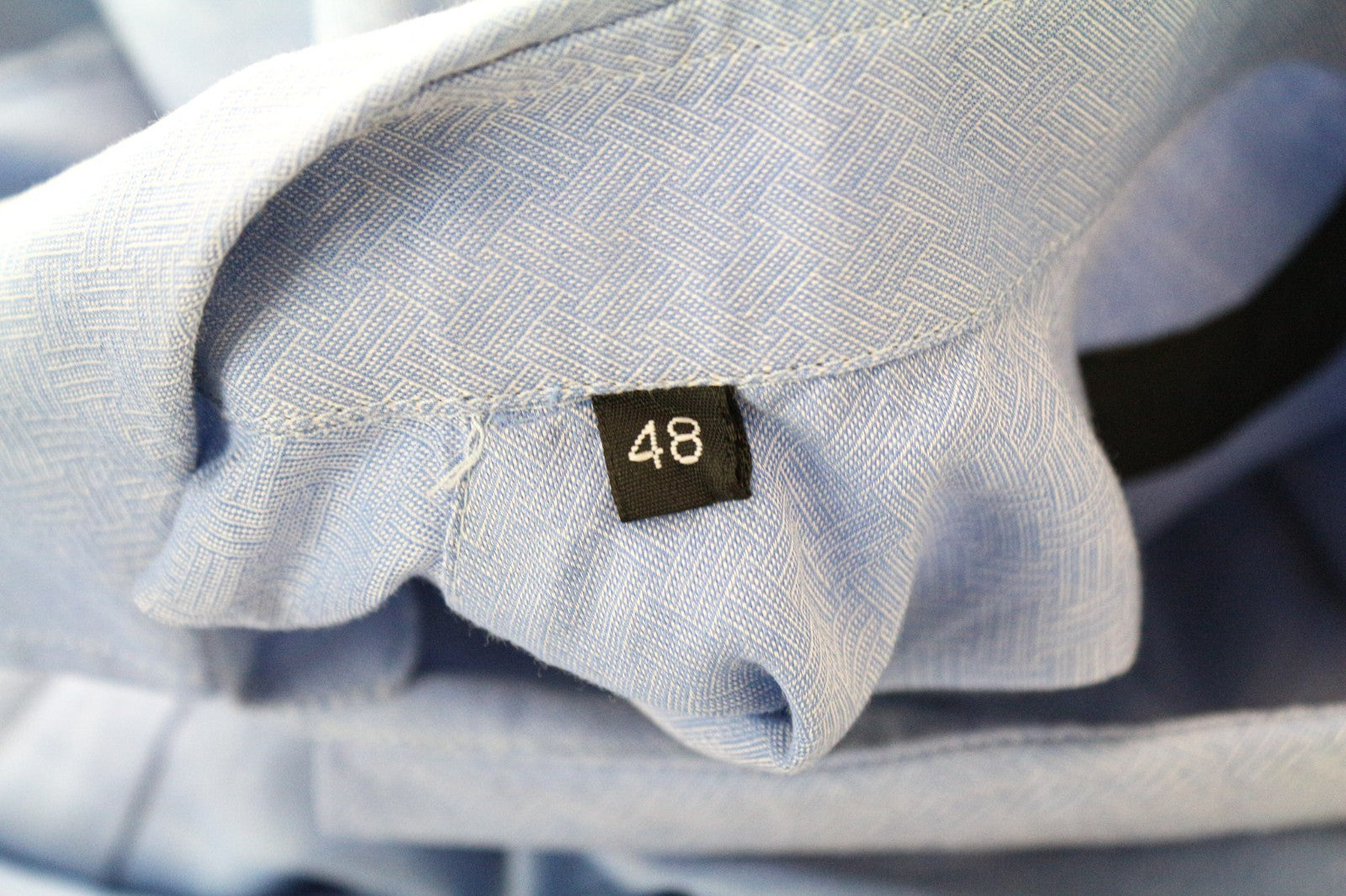 RICHMOND Men Shirt 48 M Blue Pure Cotton Short Sleeved Button-Up Collared
