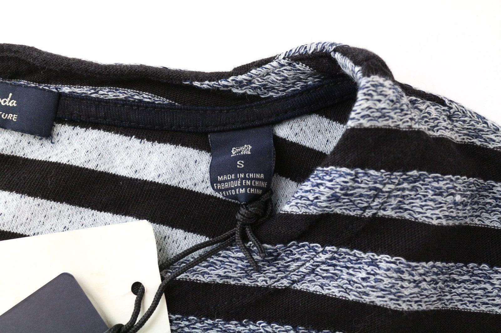 SCOTCH & SODA Ams Couture Men Sweatshirt S Blue Pure Cotton Striped Long Sleeve