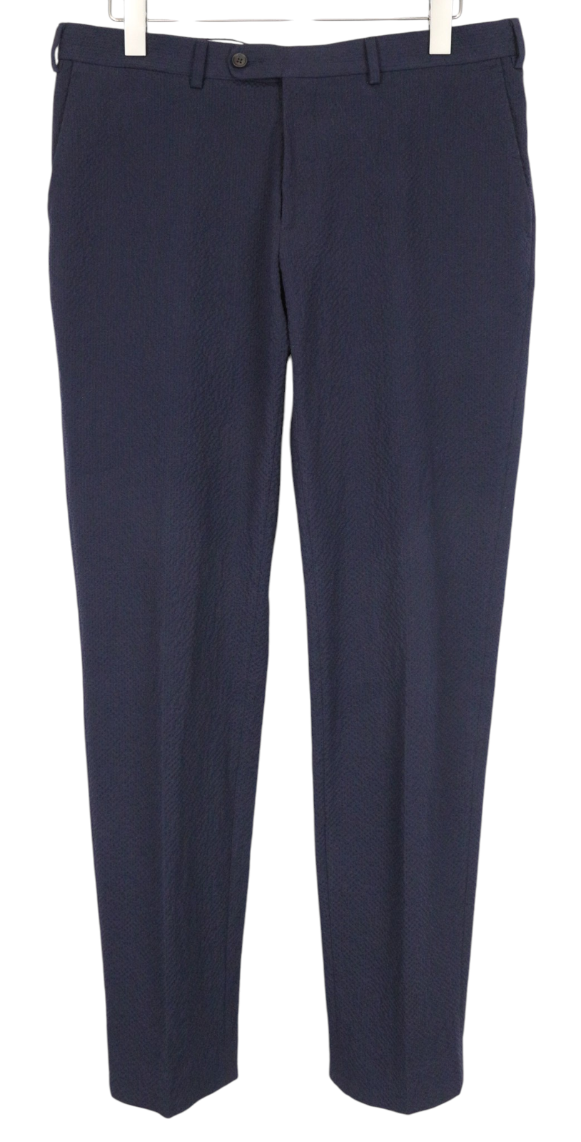 SUITSUPPLY Soho Men Trousers UK42R Navy Blue Cotton Stretch Pleated Formal