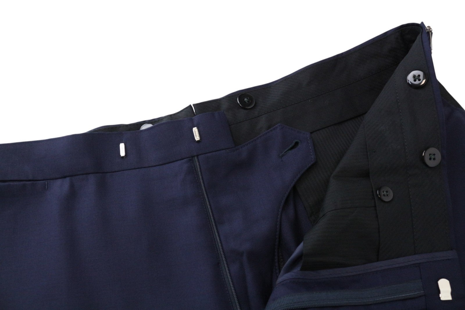 SUITSUPPLY Brescia Tux Men Trousers UK46R Navy Blue Wool Classic Pleated Front