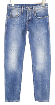 TAKESHY KUROSAWA Men Jeans W30 Slim Blue Pure Cotton Washed Distressed