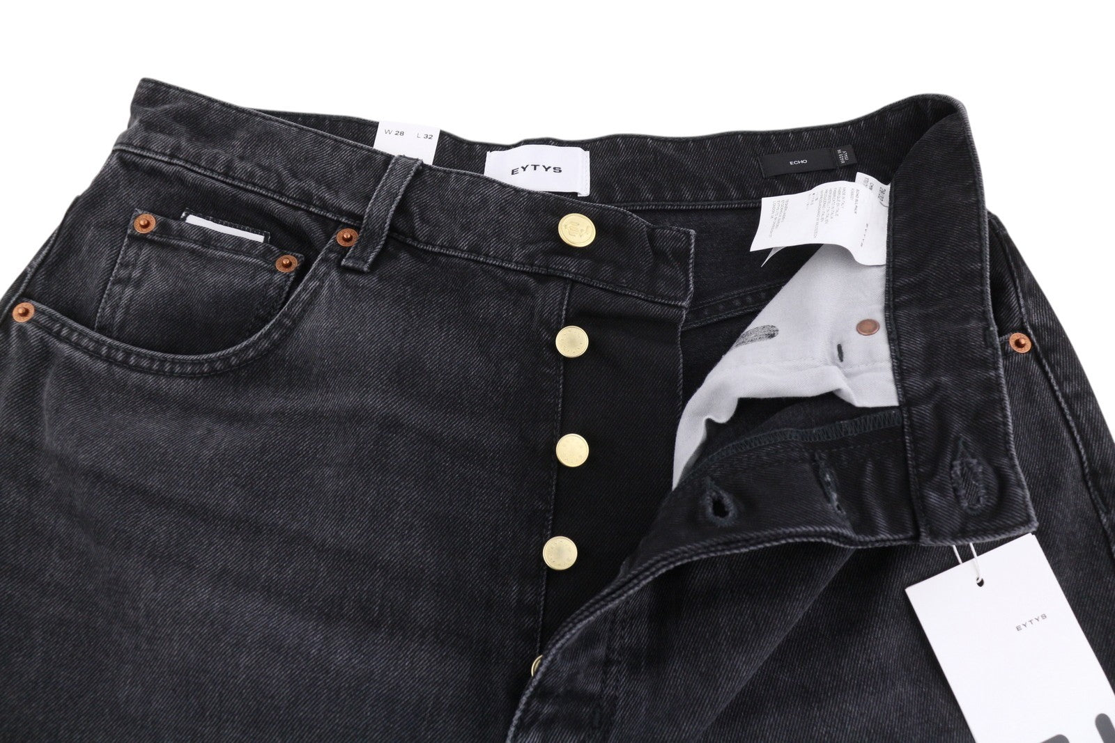 EYTYS Echo Sulphur Ultra Loose Women Jeans W28/L32 Washed Black RRP370