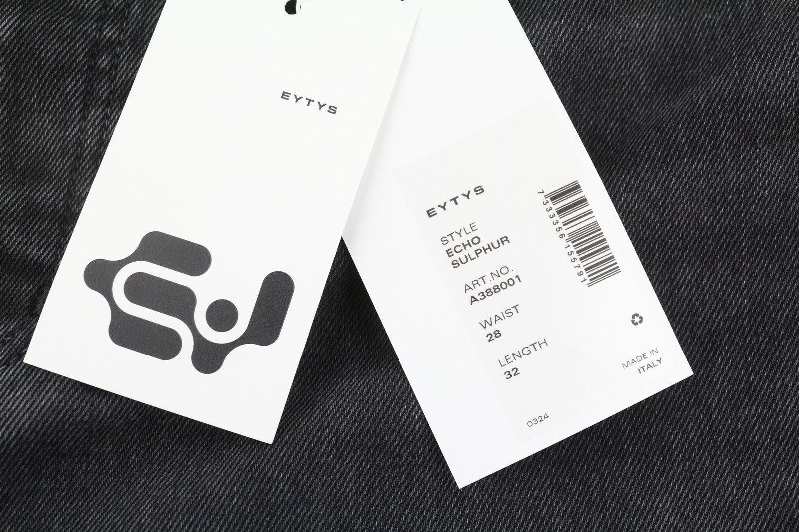 EYTYS Echo Sulphur Ultra Loose Women Jeans W28/L32 Washed Black RRP370