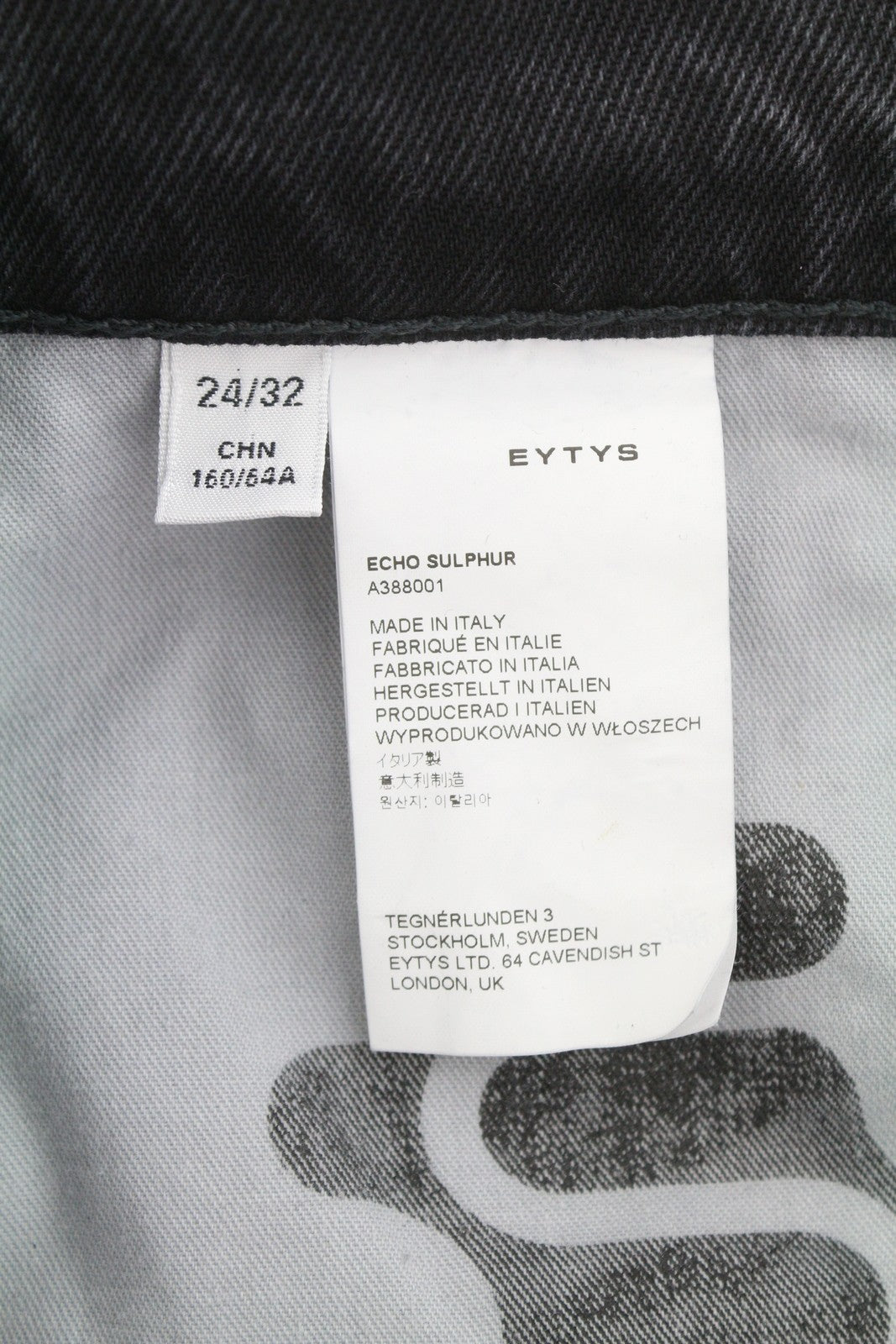 EYTYS Echo Sulphur Wide Baggy Women Jeans W24/L32 Black Washed RRP370