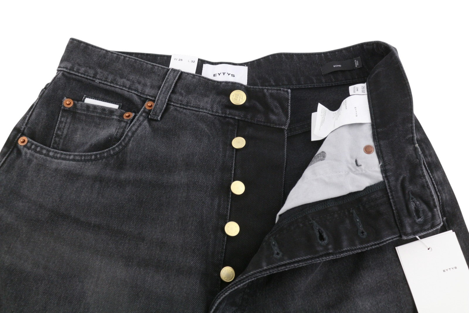 EYTYS Echo Sulphur Slouchy Baggy Women Jeans W25/L32 Black Faded RRP370