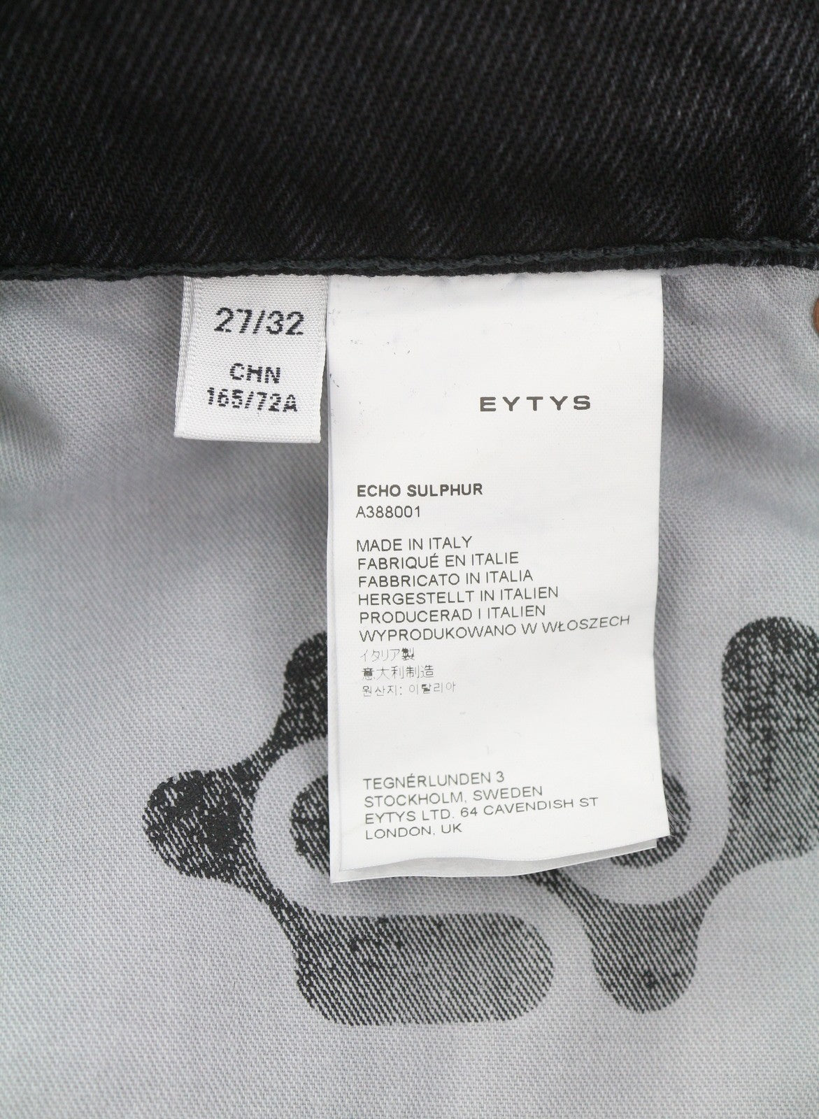 EYTYS Echo Sulphur Oversized Baggy Women Jeans W27/L32 Black Fade RRP370