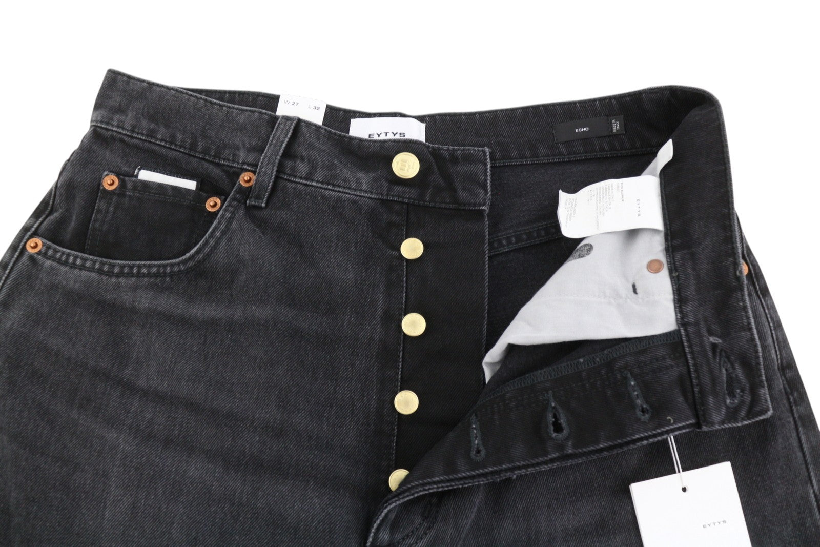 EYTYS Echo Sulphur Oversized Baggy Women Jeans W27/L32 Black Fade RRP370