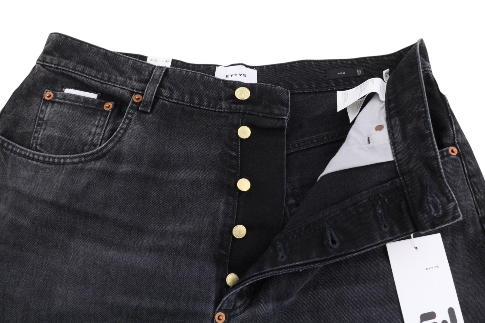 EYTYS Echo Sulphur Loose Fit Men Jeans W33/L32 Black Washed Unisex RRP370