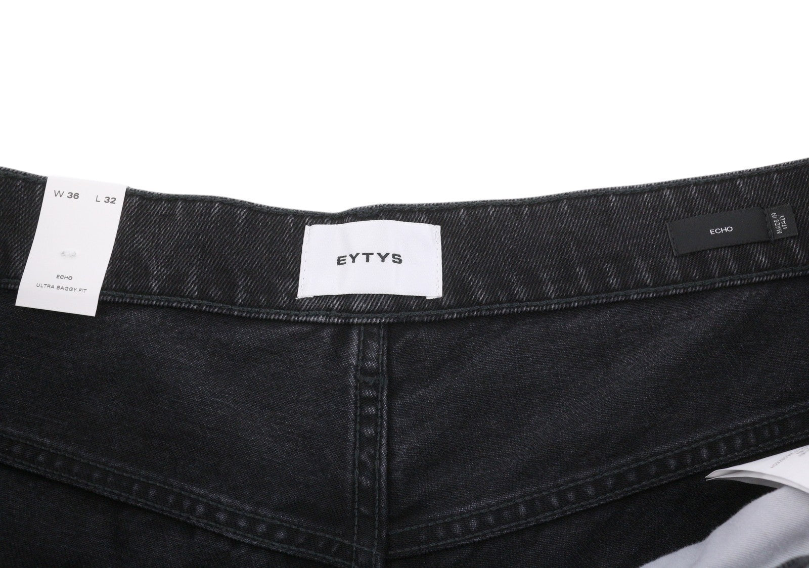 EYTYS Echo Sulphur Relaxed Baggy Men Jeans W36/L32 Black Fade Unisex RRP370