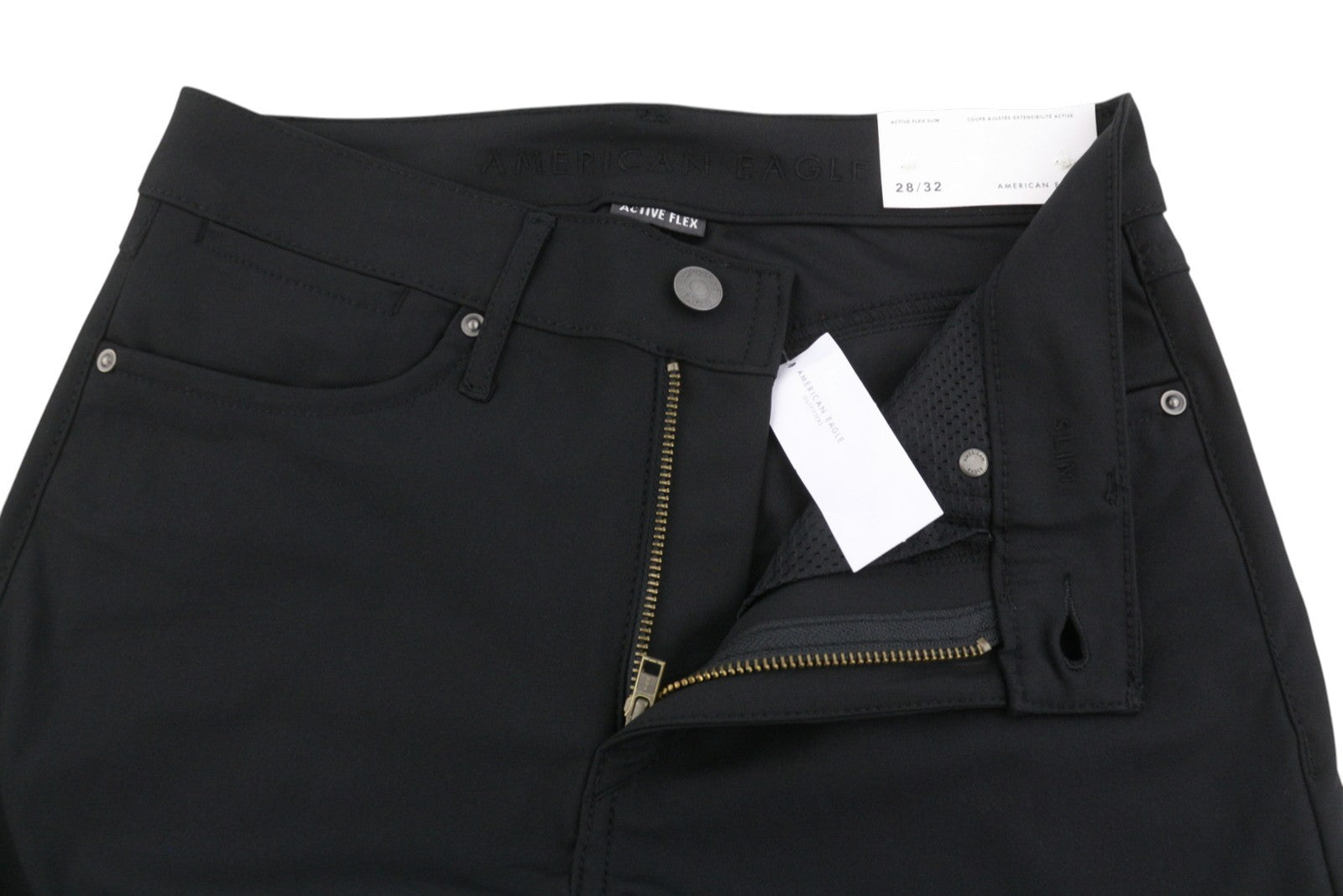 AMERICAN EAGLE OUTFITTERS Active Flex Men Trousers W28/L32 Black Slim Zip Fly