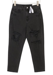 AMERICAN EAGLE OUTFITTERS Mom Black Blaze Women Jeans W27 Ripped Distressed