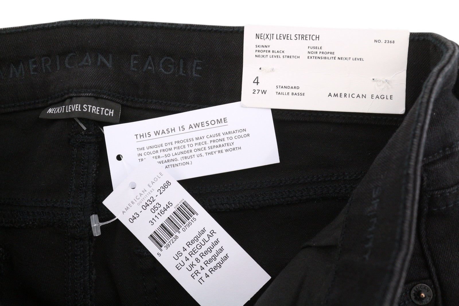 AMERICAN EAGLE OUTFITTERS Skinny Proper Women Jeans W27 Black Stretch Level