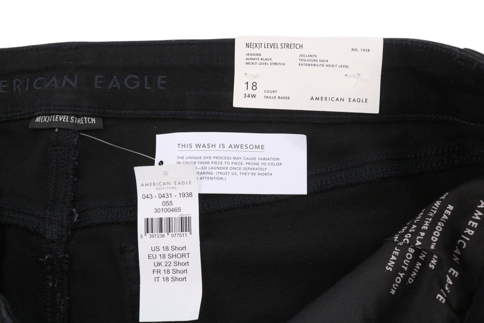AMERICAN EAGLE OUTFITTERS Jegging Always Black Women Jeans W34 Denim Stretch