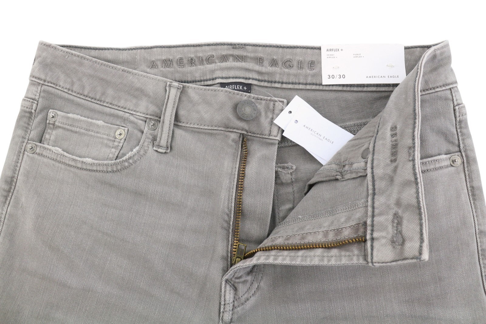 AMERICAN EAGLE OUTFITTERS Skinny Airflex+ Men Jeans W30/L30 Grey Fade Whisker