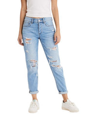 AMERICAN EAGLE OUTFITTERS Tomgirl Slashed Sky Women Jeans W25 Stretch Distress