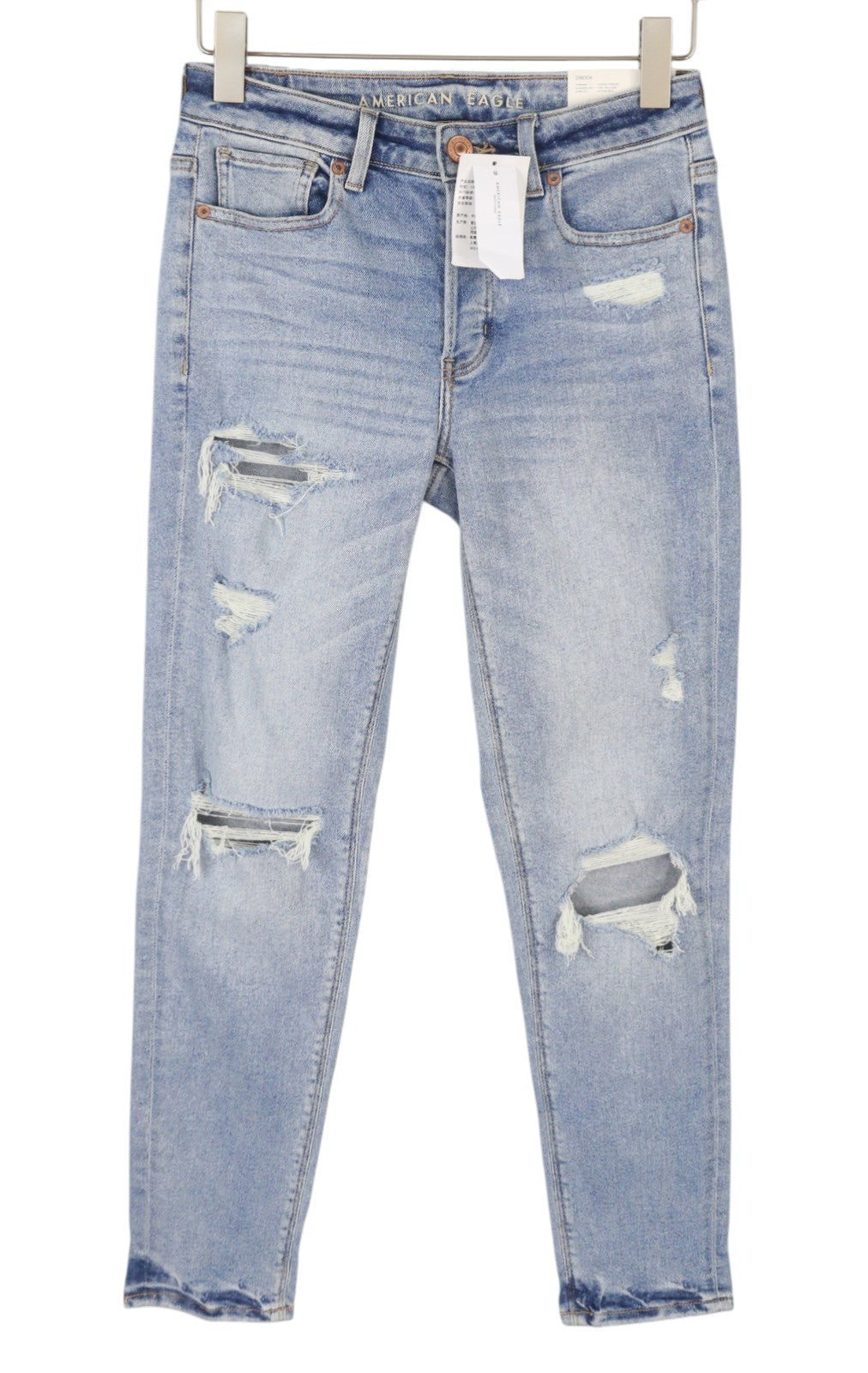 AMERICAN EAGLE OUTFITTERS Tomgirl Slashed Sky Women Jeans W25 Stretch Distress