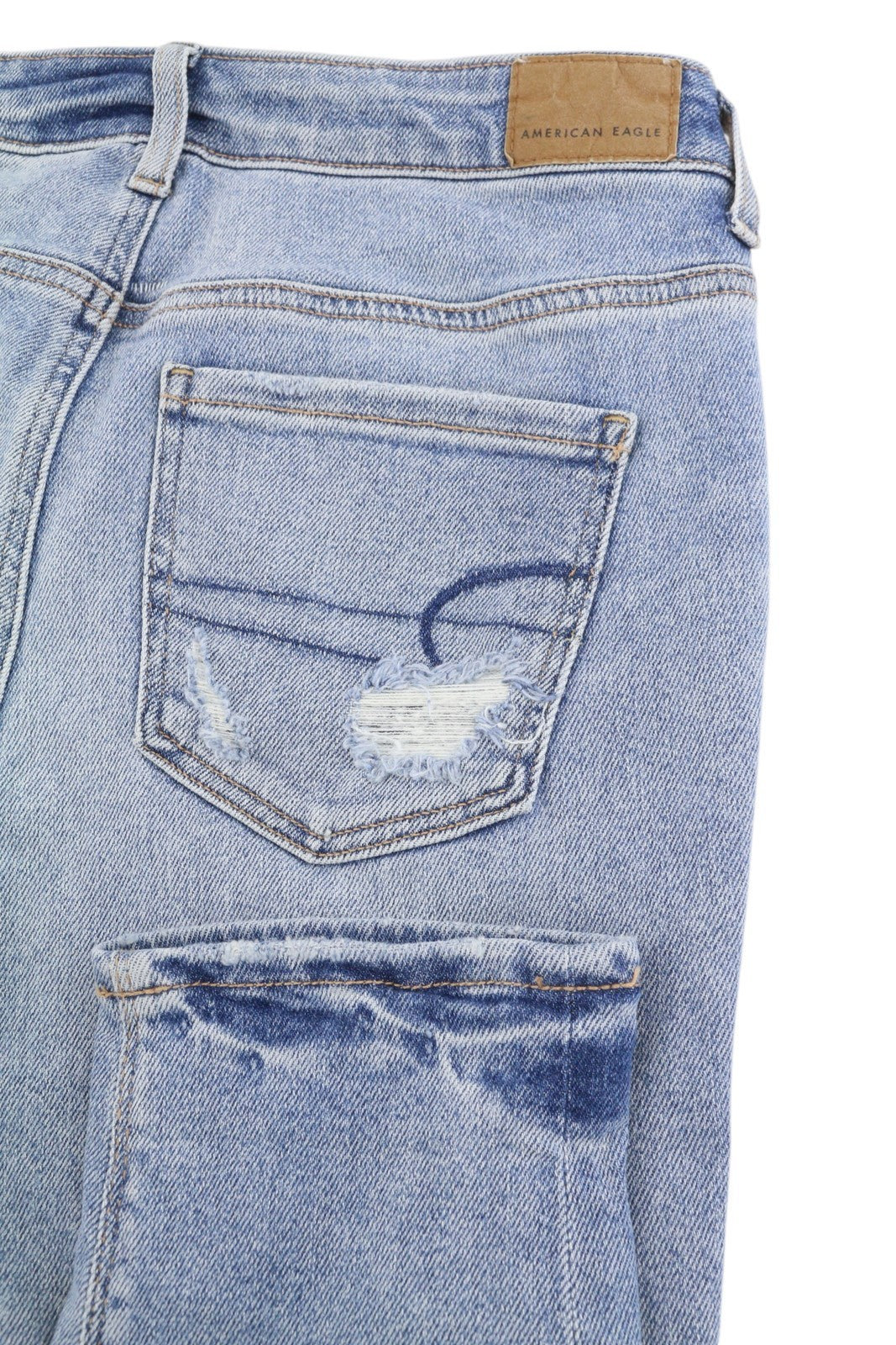AMERICAN EAGLE OUTFITTERS Tomgirl Slashed Sky Women Jeans W25 Stretch Distress