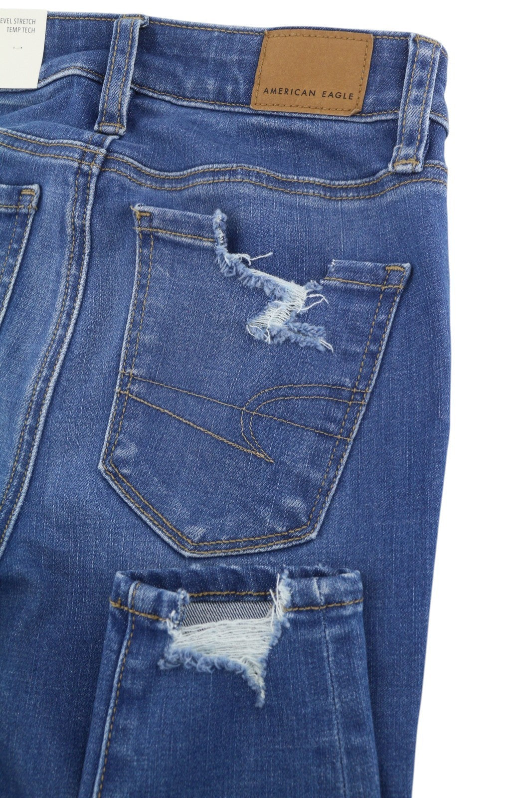 AMERICAN EAGLE OUTFITTERS Super Hi-Rise Women Jeans W24 Sky Blue Ripped Jegging