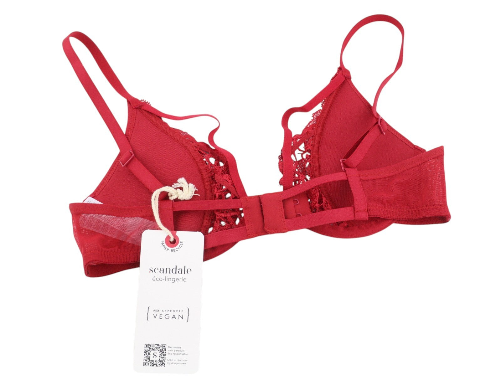 SCANDALE Plunge In Glamour Lace-Wired Women Bra 75B Red Lace Guipure