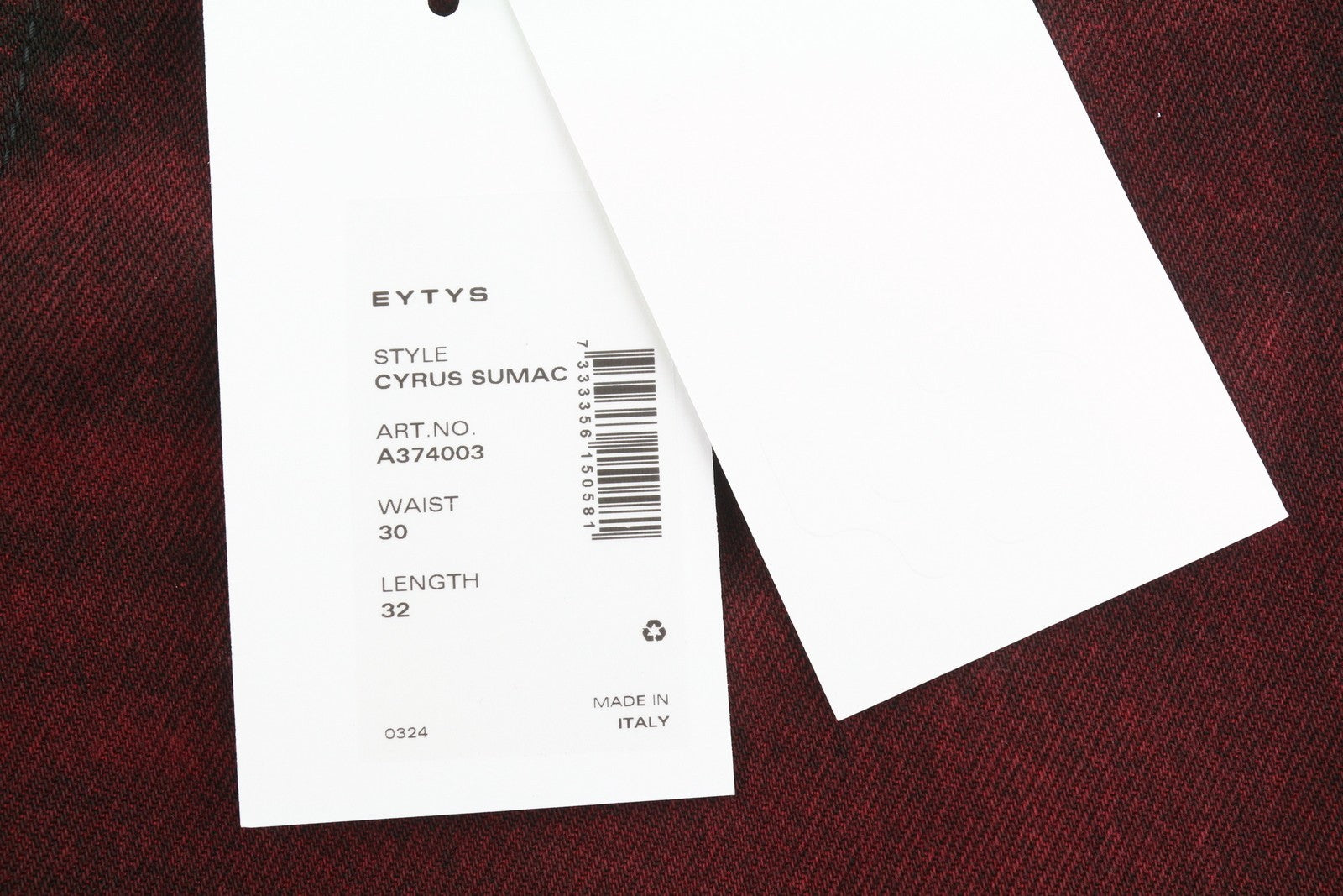 EYTYS Cyrus Sumac Easy Bootcut Women Jeans W30/L32 Burgundy Unisex RRP370
