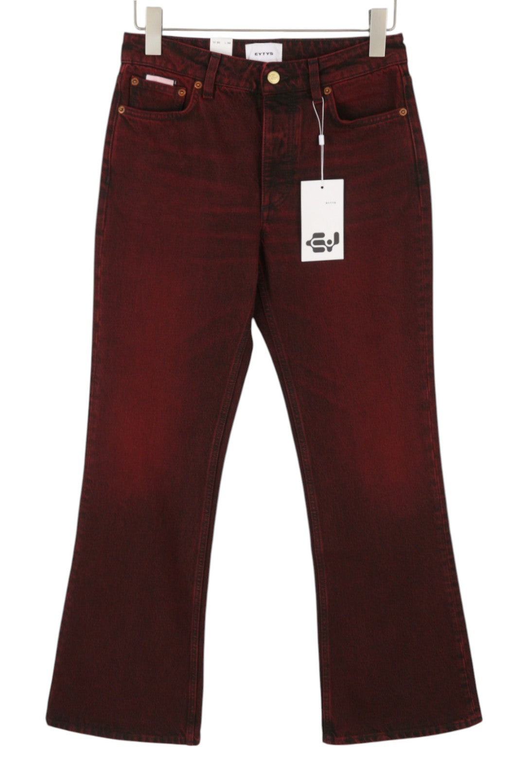 EYTYS Cyrus Sumac Relaxed Flare Women Jeans W24/L32 Burgundy Faded RRP370