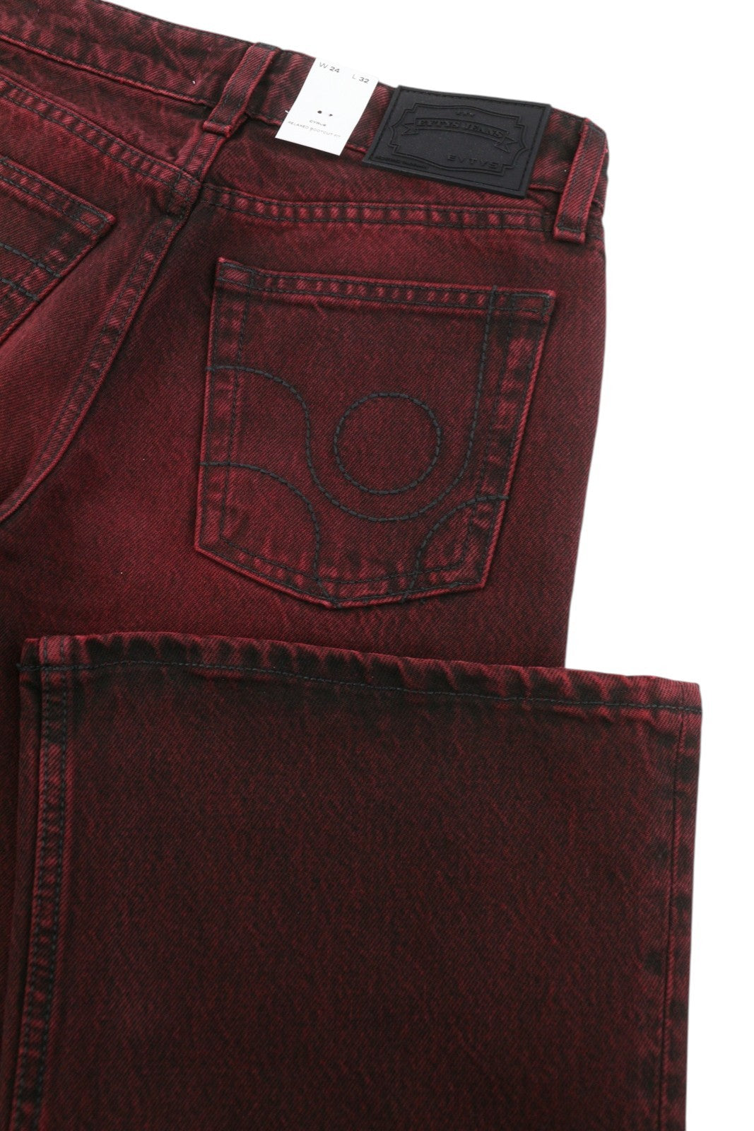 EYTYS Cyrus Sumac Relaxed Flare Women Jeans W24/L32 Burgundy Faded RRP370