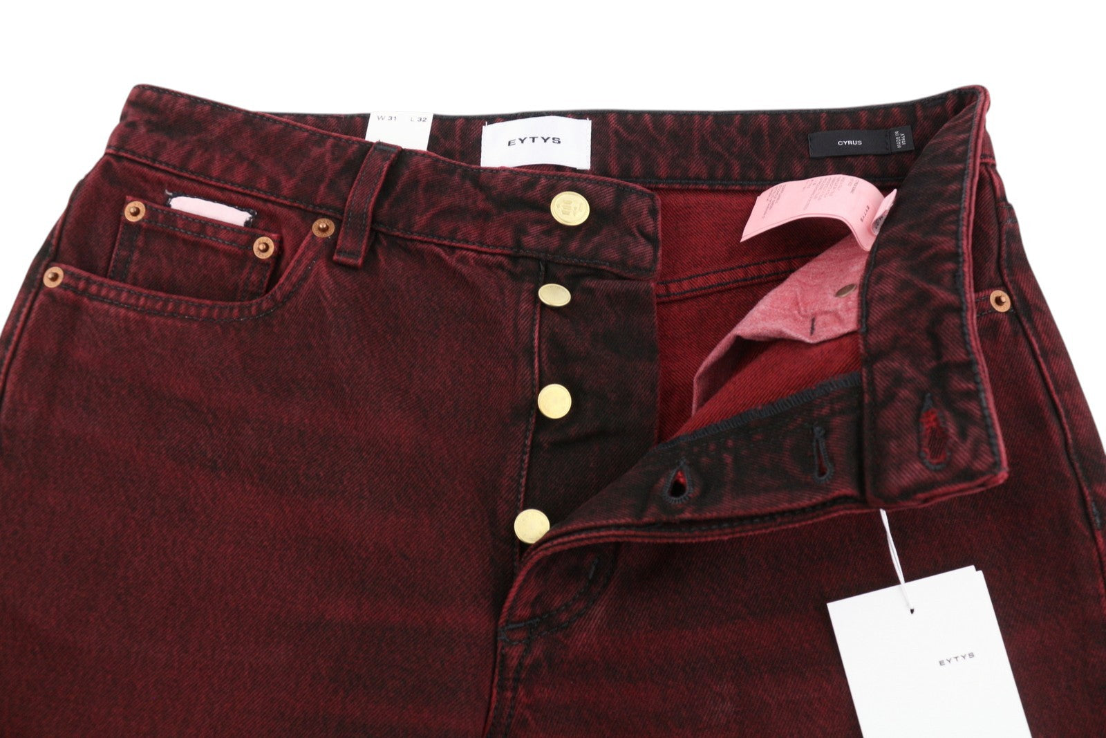 EYTYS Cyrus Sumac Easy Bootcut Men Jeans W31/L32 Burgundy Unisex RRP370