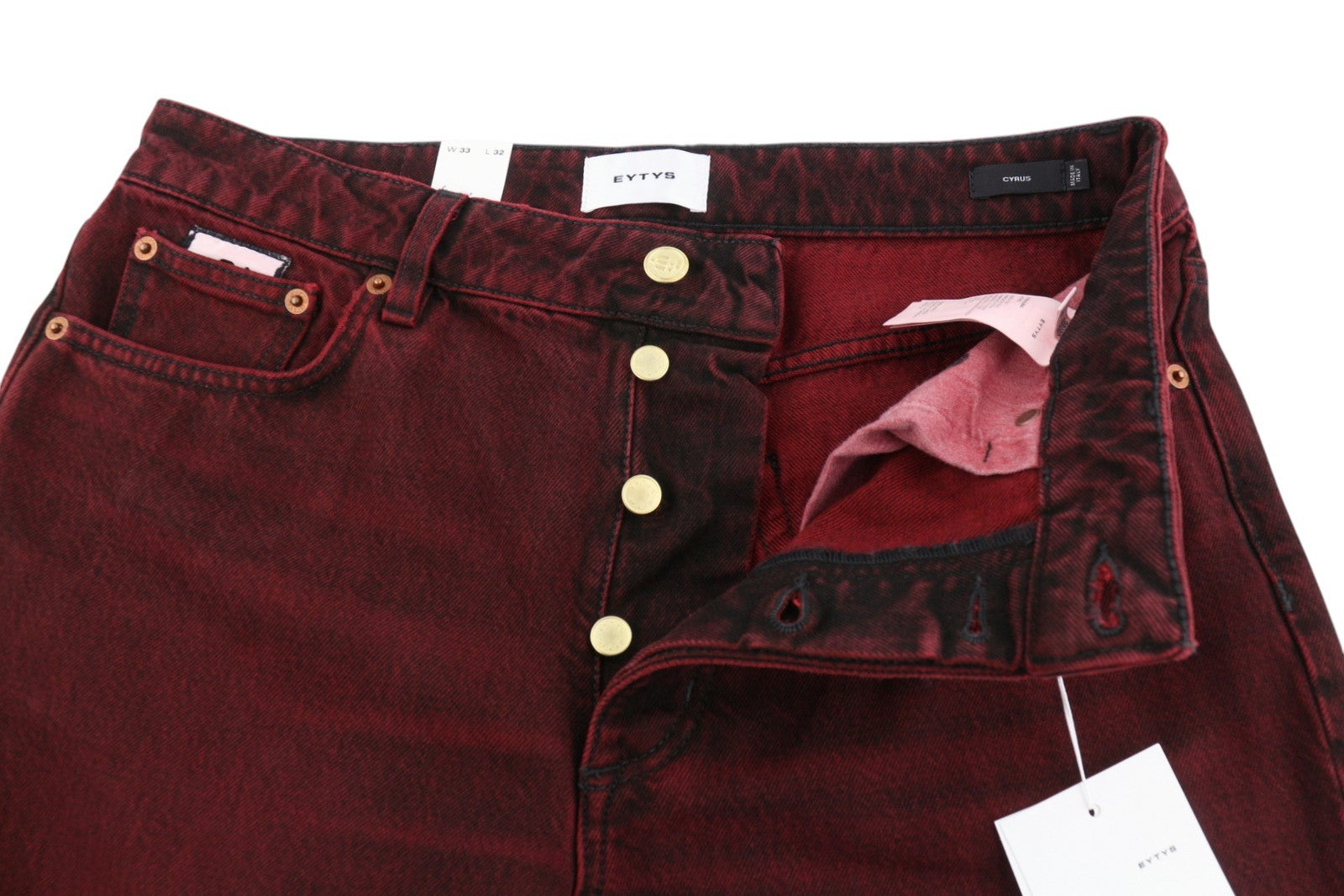 EYTYS Cyrus Sumac Loose Bootcut Men Jeans W33/L32 Burgundy Unisex RRP370