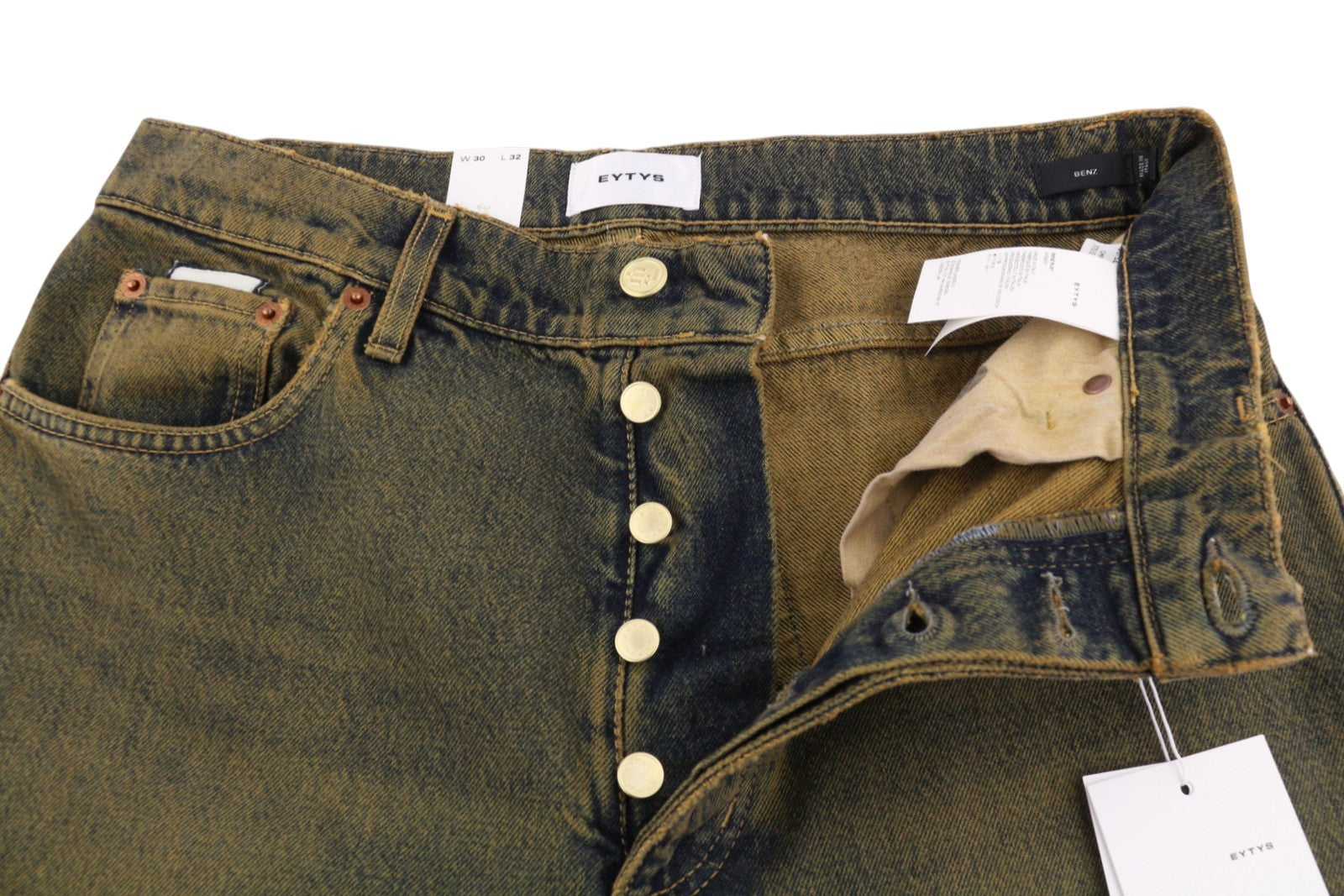 EYTYS Benz Rust Loose Baggy Women Jeans W30/L32 Orange Blue Fade Unisex RRP370