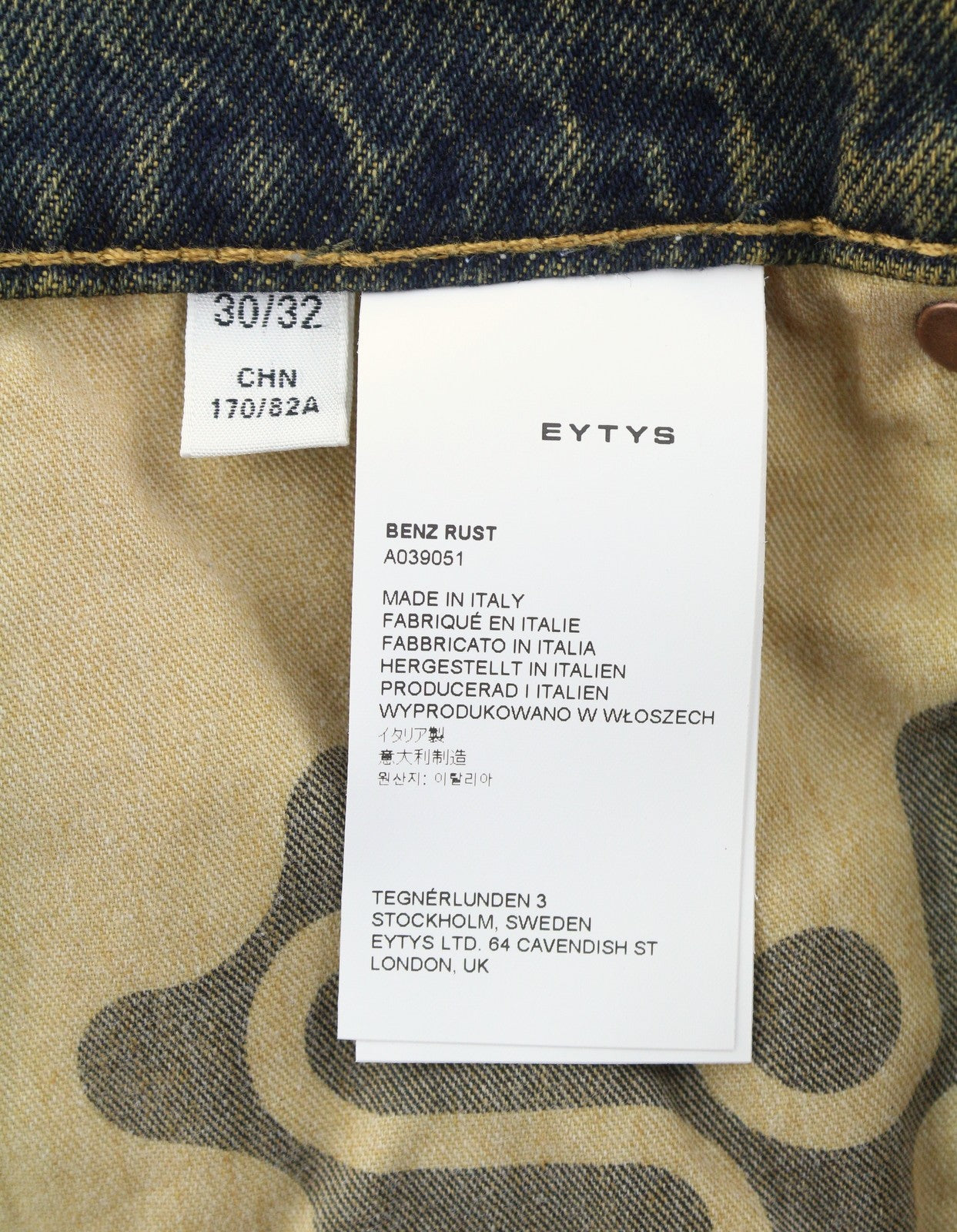 EYTYS Benz Rust Loose Baggy Women Jeans W30/L32 Orange Blue Fade Unisex RRP370