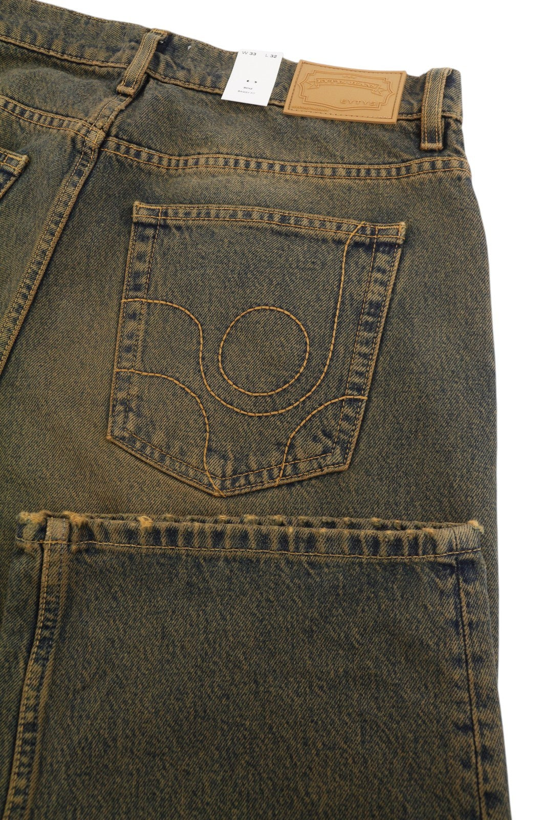 EYTYS Benz Rust Relaxed Baggy Men Jeans W33/L32 Orange Blue Fade Unisex RRP370
