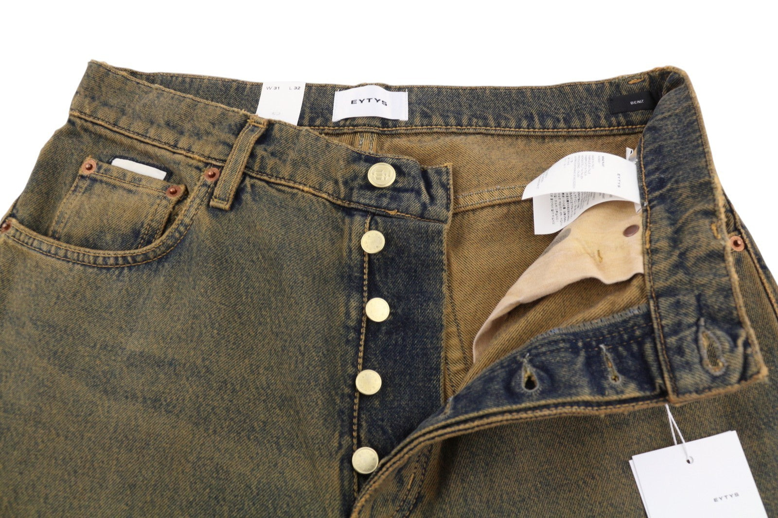 EYTYS Benz Rust Big Baggy Men Jeans W31/L32 Orange Blue Faded Unisex RRP370