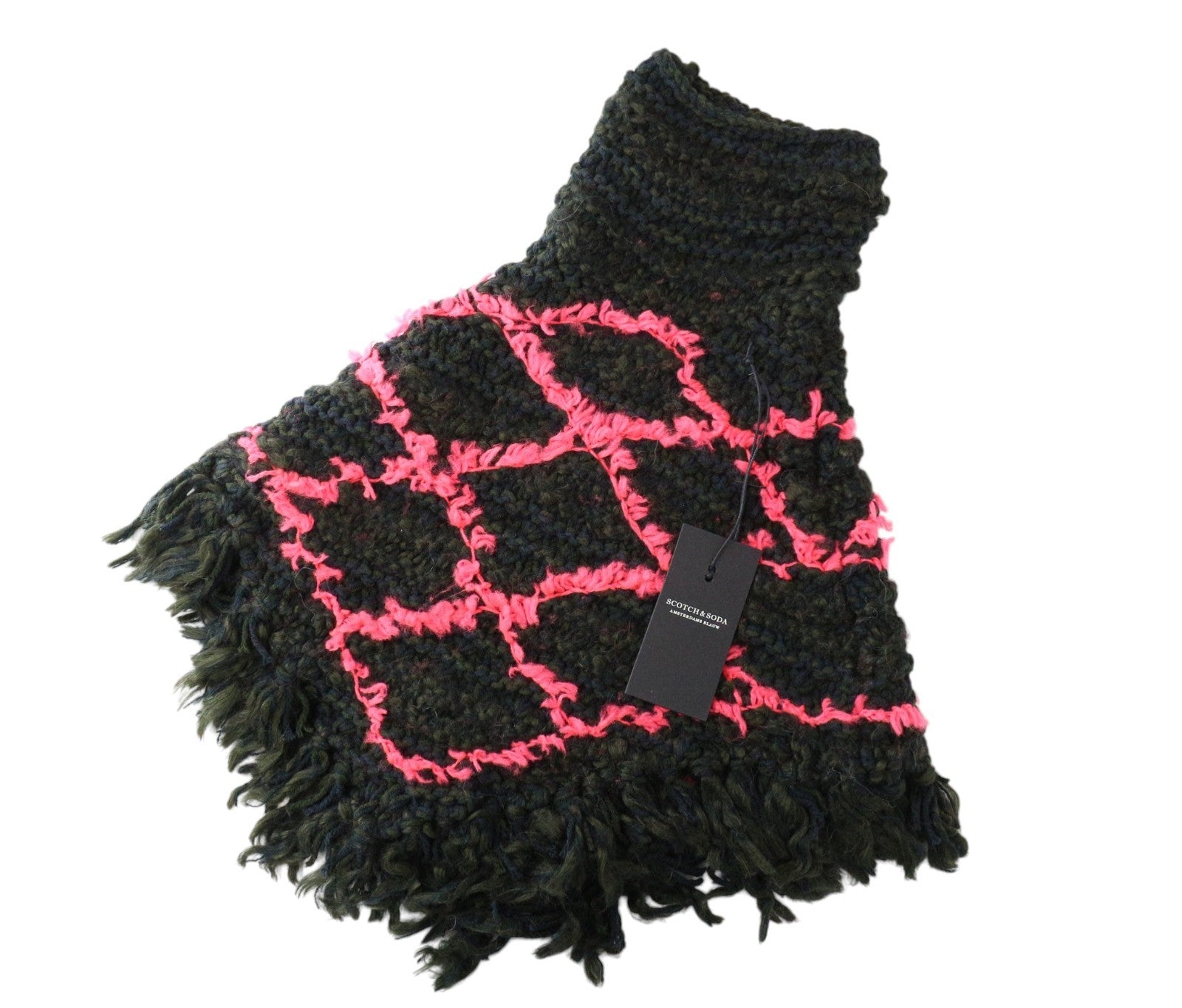 SCOTCH & SODA Ams Blauw Women Scarf OS Green Beige Patterns Knitted Tassels