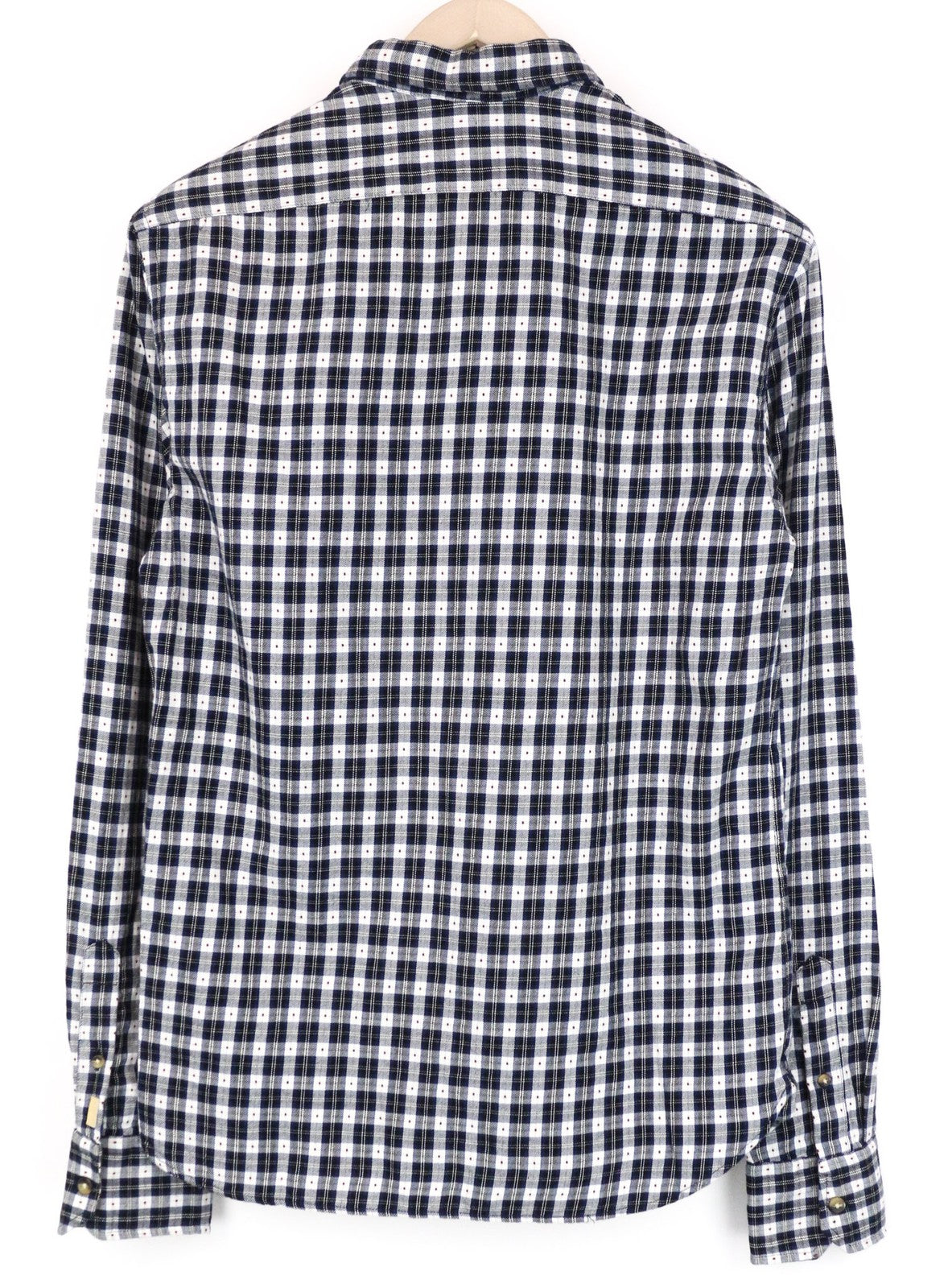 SCOTCH & SODA Men Shirt S Navy Blue Pure Cotton Tartan Plaid Check Button-Down