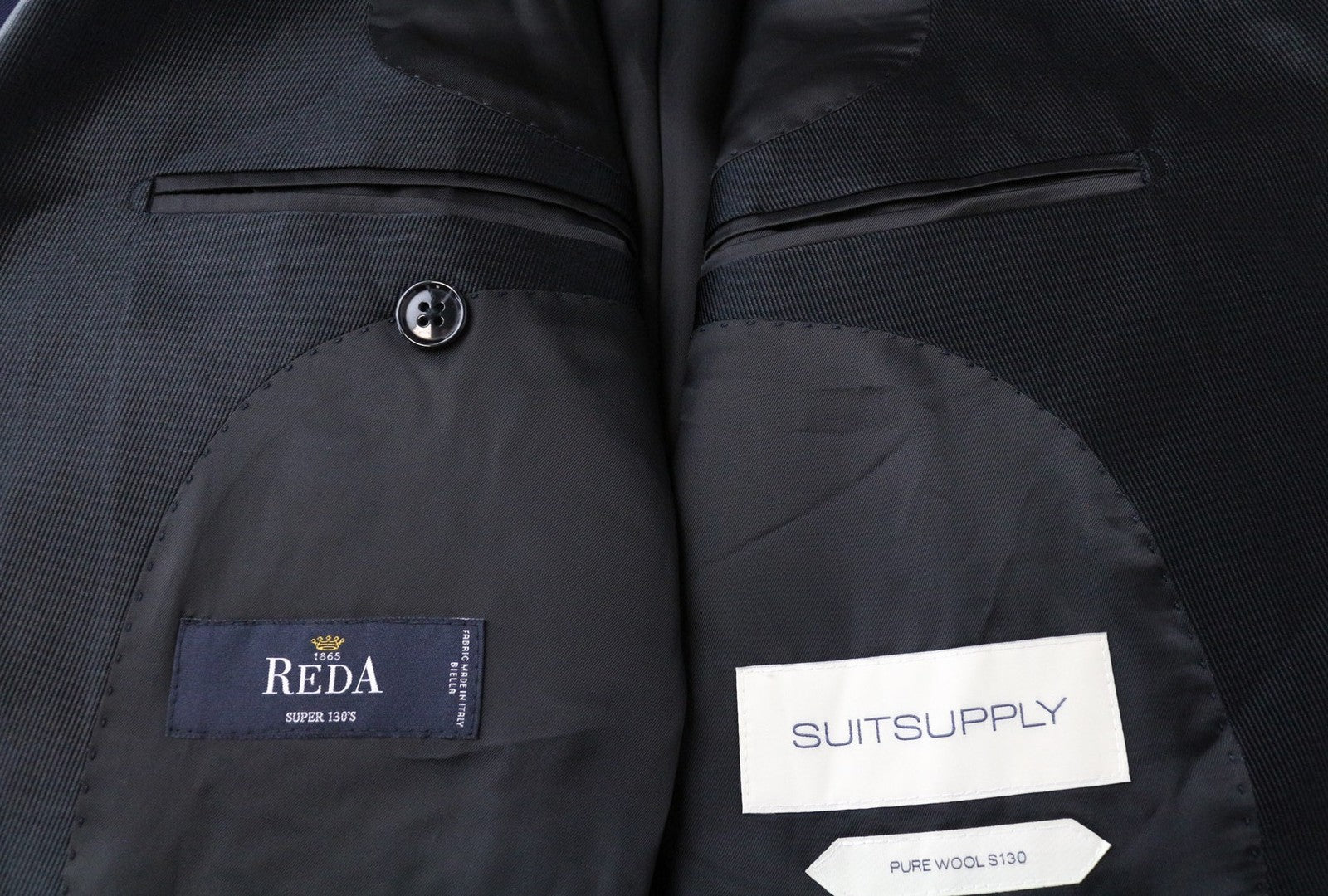 SUITSUPPLY Lazio Tuxedo Men Suit UK42R Blue Slim 3-Piece Pure S130s Wool Peak