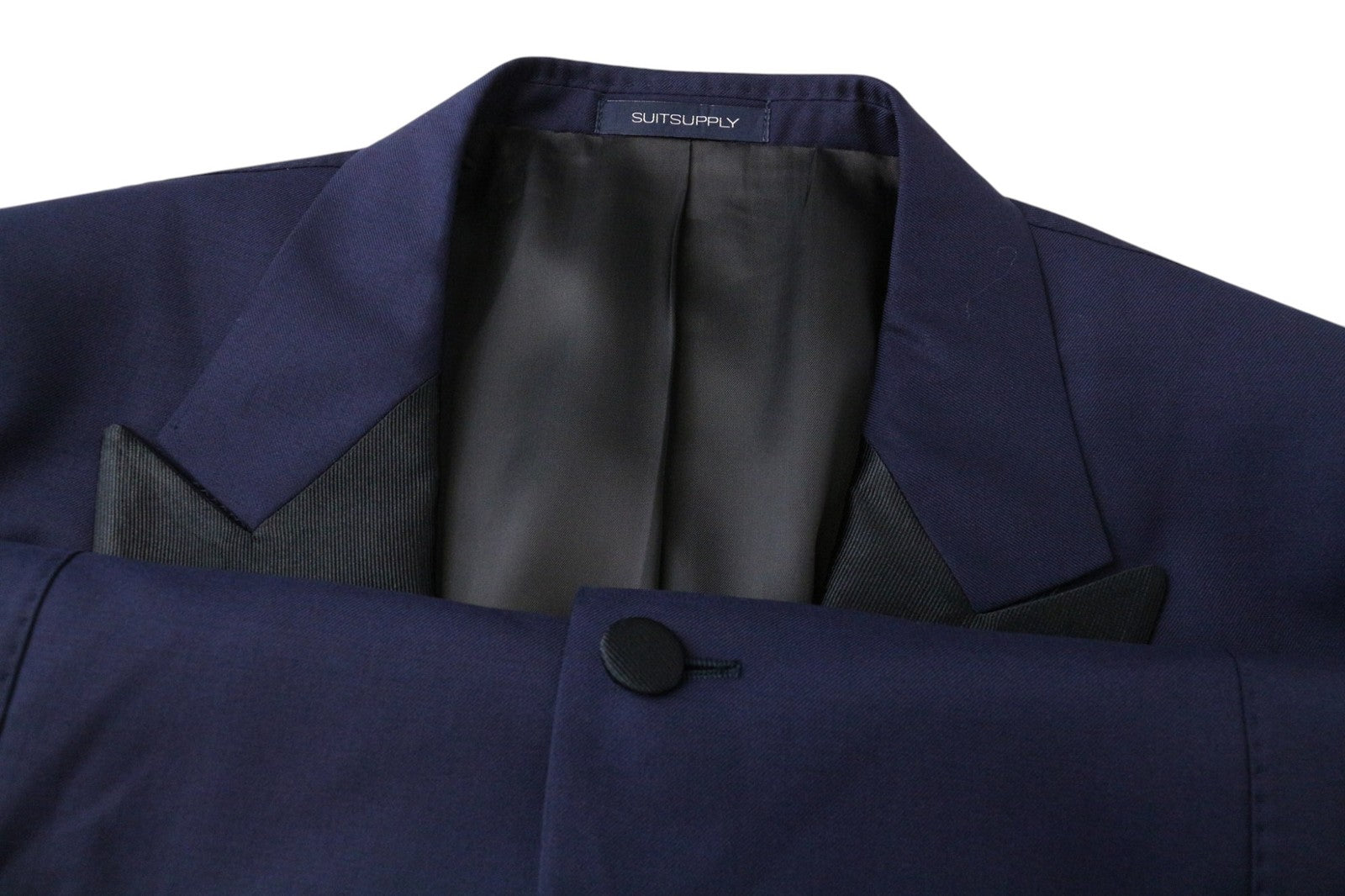 SUITSUPPLY Lazio Tuxedo Men Suit UK42R Blue Slim 3-Piece Pure S130s Wool Peak