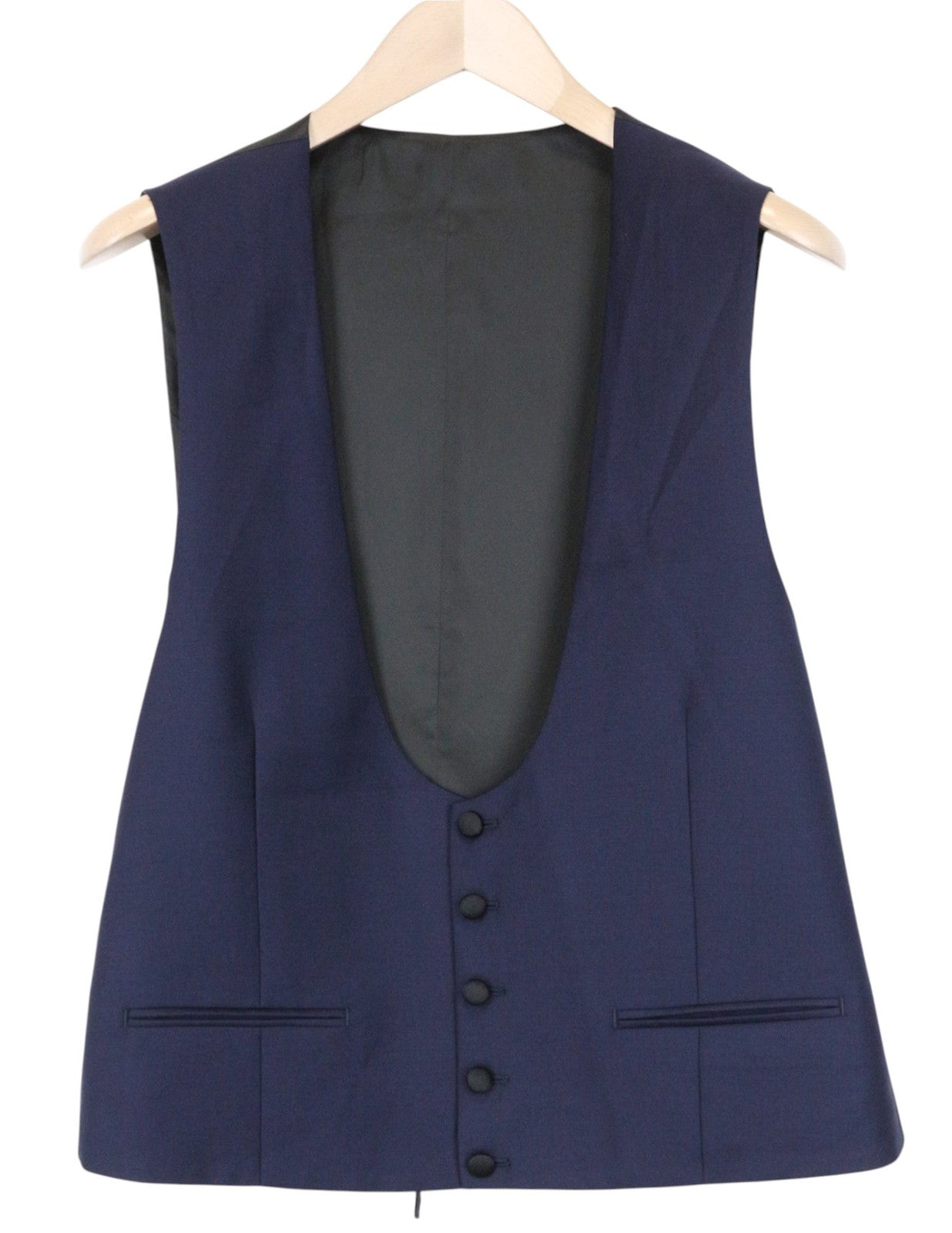 SUITSUPPLY Lazio Tuxedo Men Suit UK42R Blue Slim 3-Piece Pure S130s Wool Peak