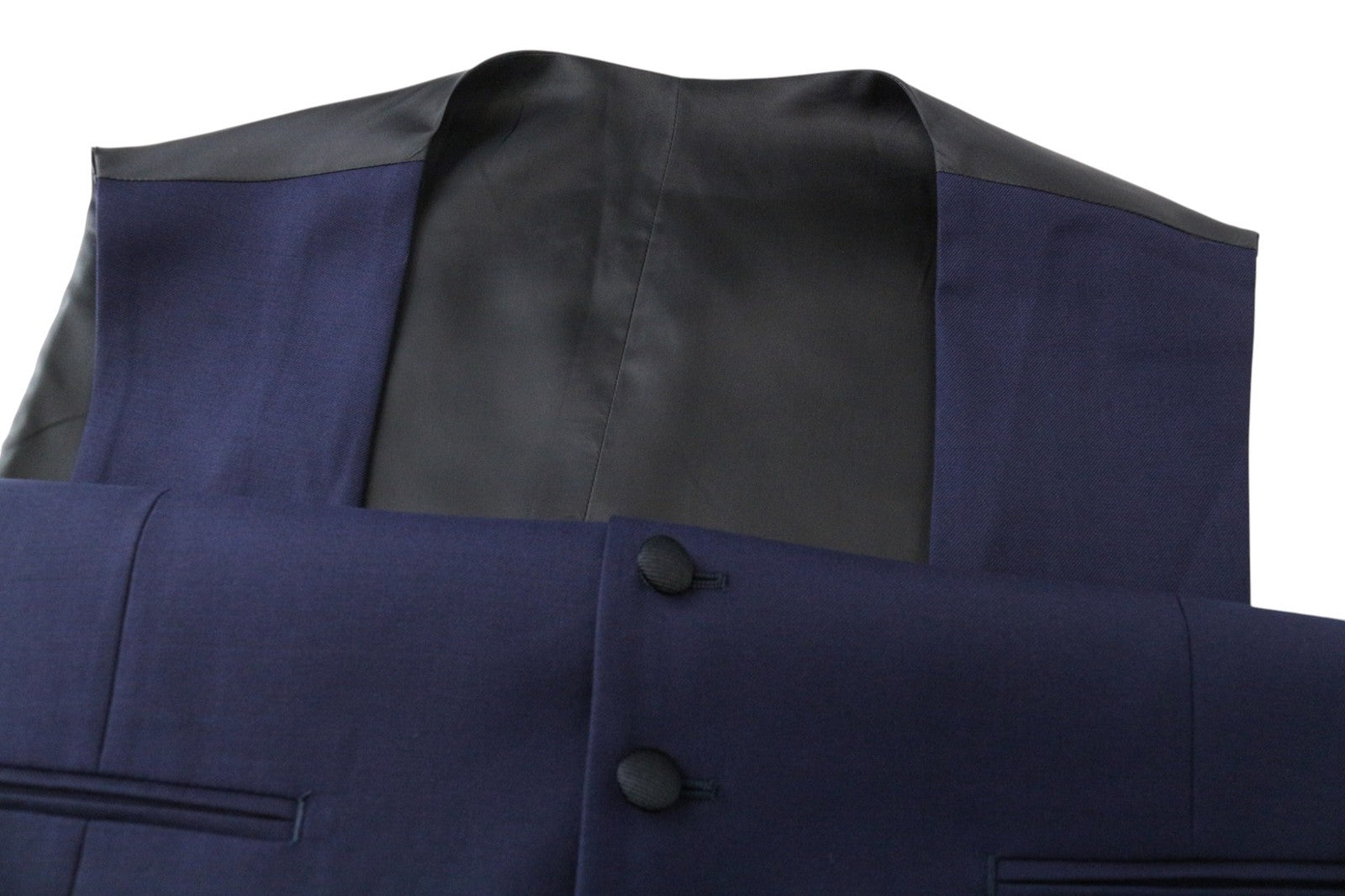 SUITSUPPLY Lazio Tuxedo Men Suit UK42R Blue Slim 3-Piece Pure S130s Wool Peak