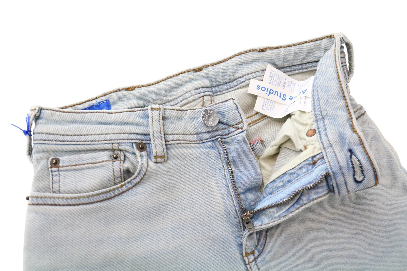 ACNE STUDIOS Climb Women Jeans W24/L32 Light Blue Skinny Zip Bla Konst Stretch