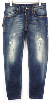 TAKESHY KUROSAWA TK08 Bart Patt Men Jeans W32 Blue Distress Skinny Non-Stretch