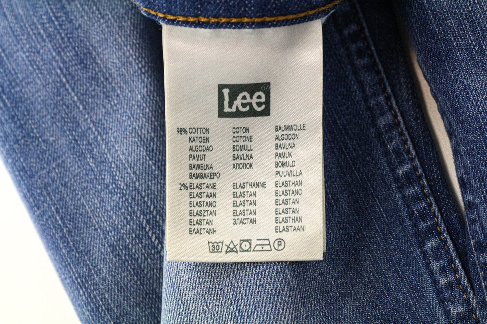 LEE Rider Men Jeans W34/L32 Mid Blue Distressed Slim Stretch Zip-Fly Classic