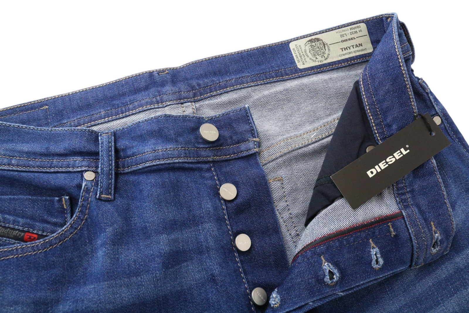 DIESEL Thytan 084RM Men Jeans W32/L32 Blue Comfort-Straight Stretch Buttoned