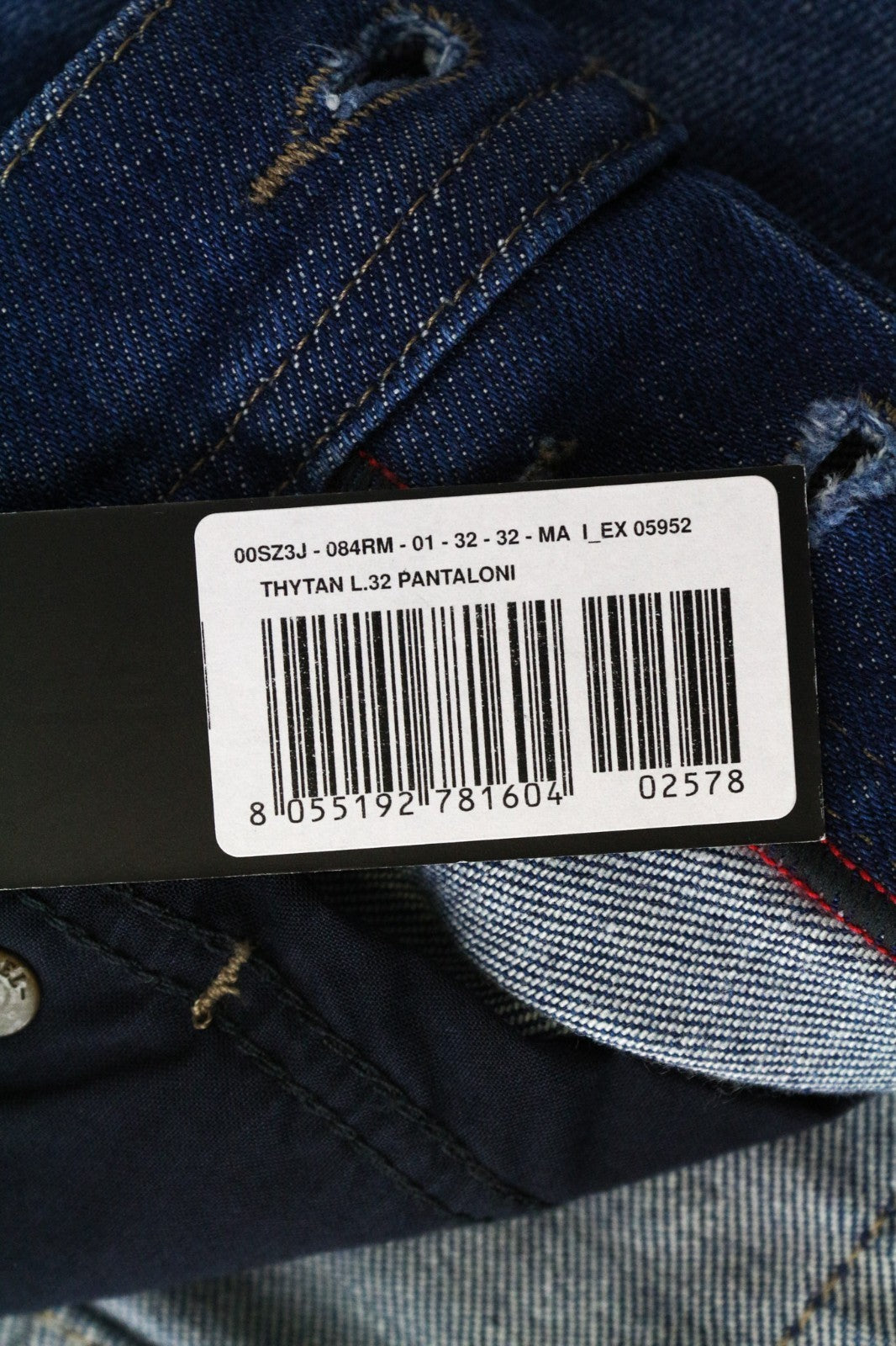 DIESEL Thytan 084RM Men Jeans W32/L32 Blue Comfort-Straight Stretch Buttoned