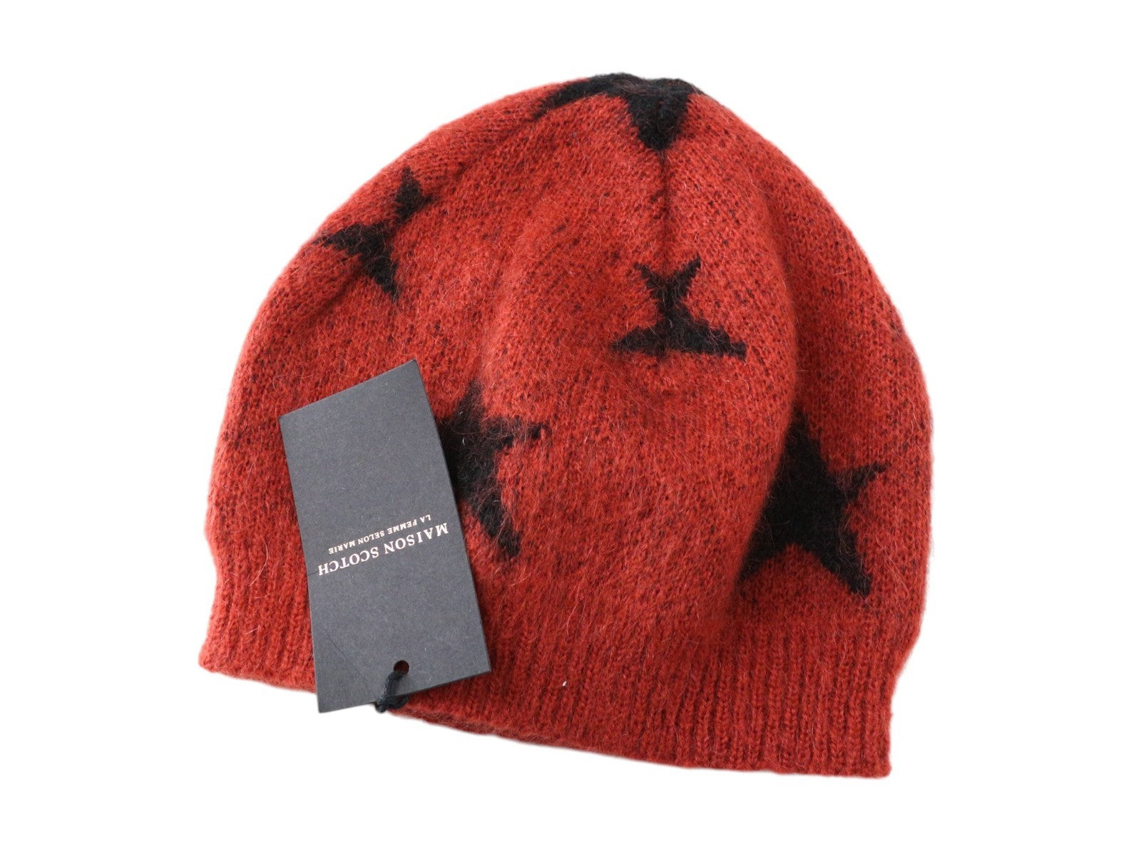 MAISON SCOTCH Women Hat One Size Grey Beanie Stars 2-Pack Knit Mohair Blend