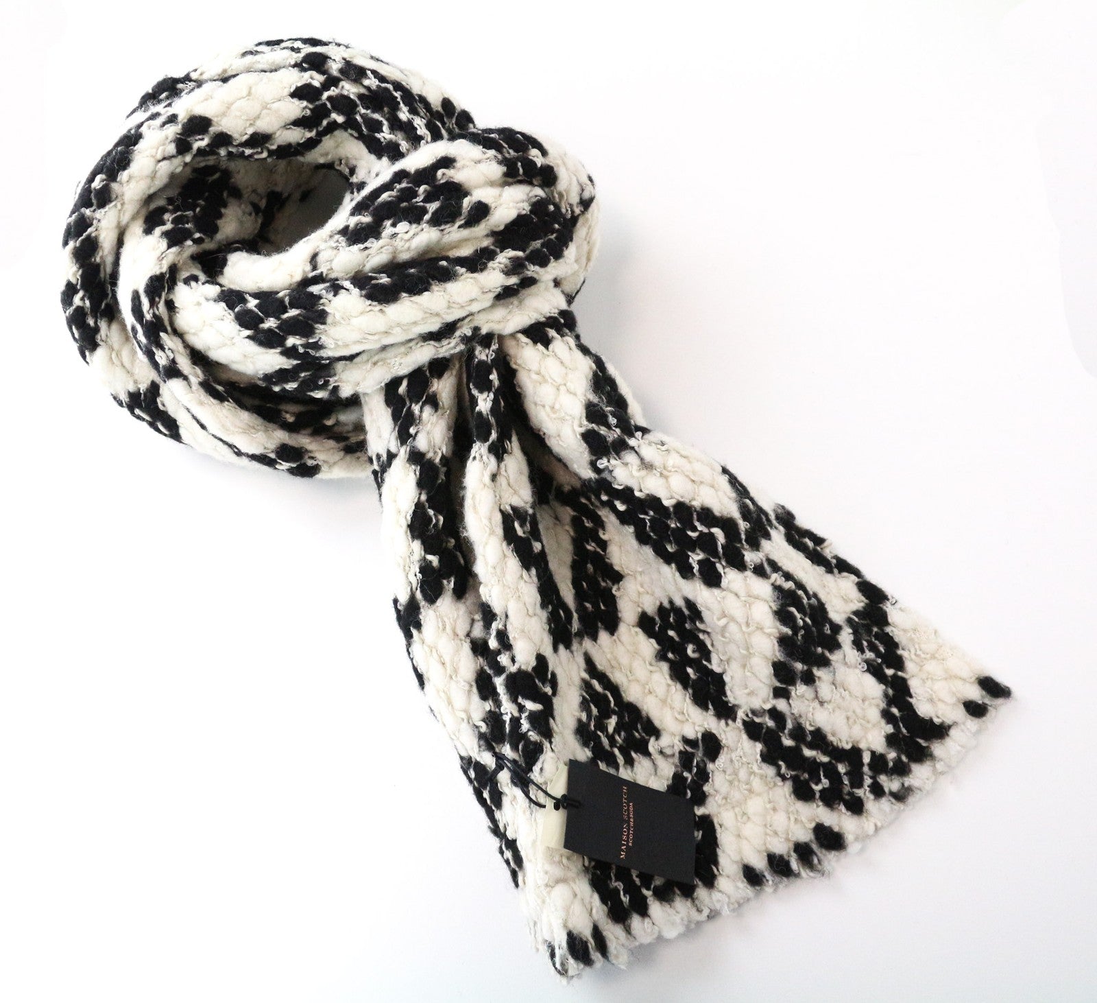 MAISON SCOTCH Women Scarf One Size Off-White Chunky Triangle Woolen Geometric
