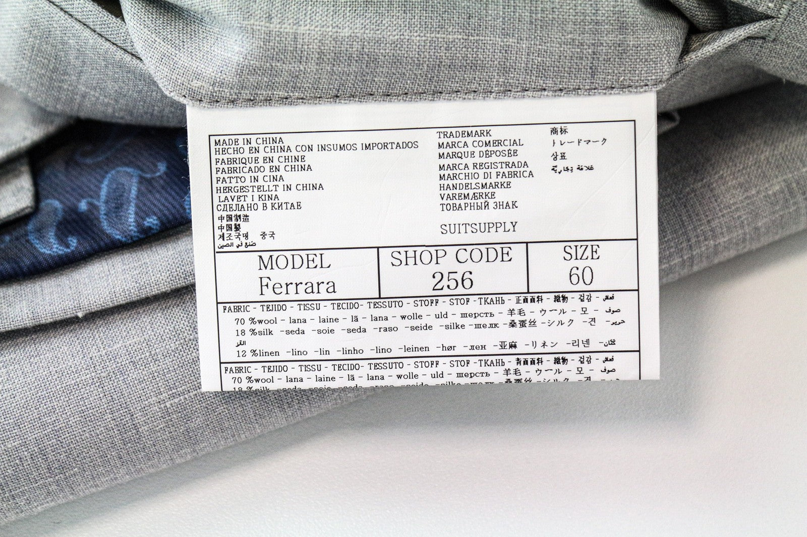 SUITSUPPLY Havana Jetted Men Suit UK50R Grey Melange Slim 2Pc Wool Silk Linen