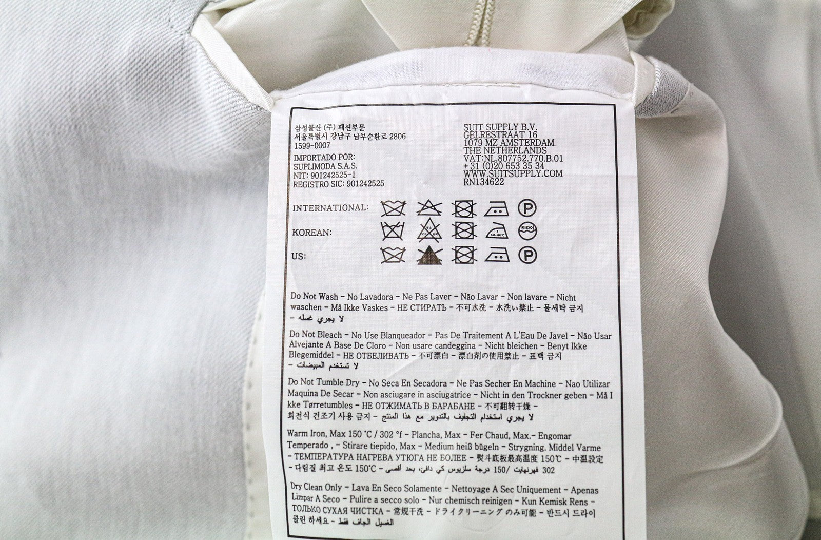 SUITSUPPLY Havana Patch Men Suit UK38R Slim 2-Piece Linen Cotton Half-Lined